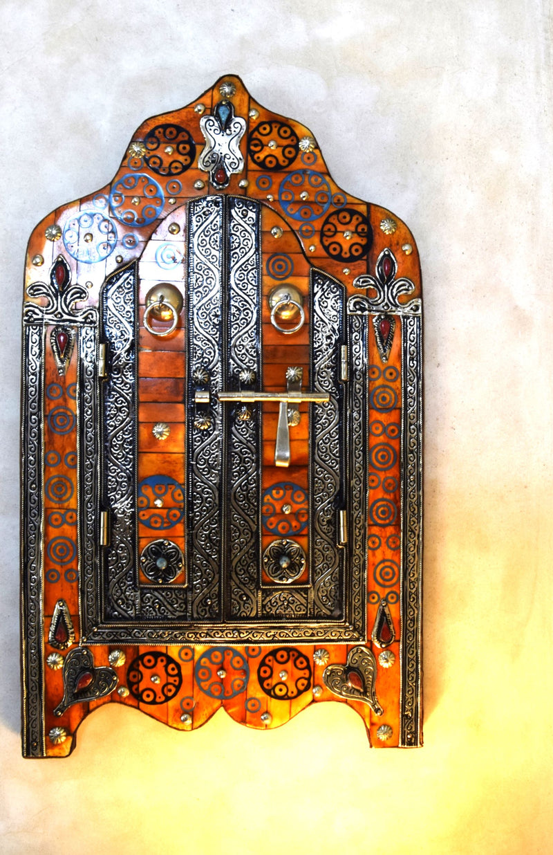 Beautiful Henna, Bone, and Brass Mirror