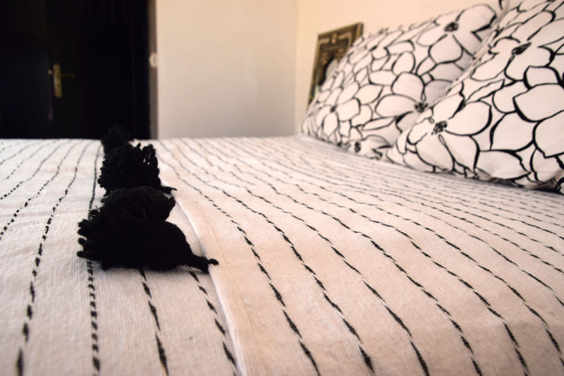 Black on White Cotton Blanket