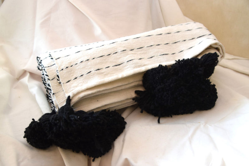 Black on White Cotton Blanket