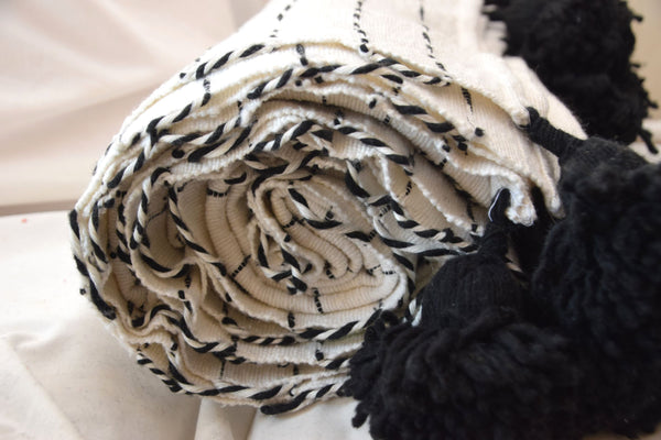 Black on White Cotton Blanket