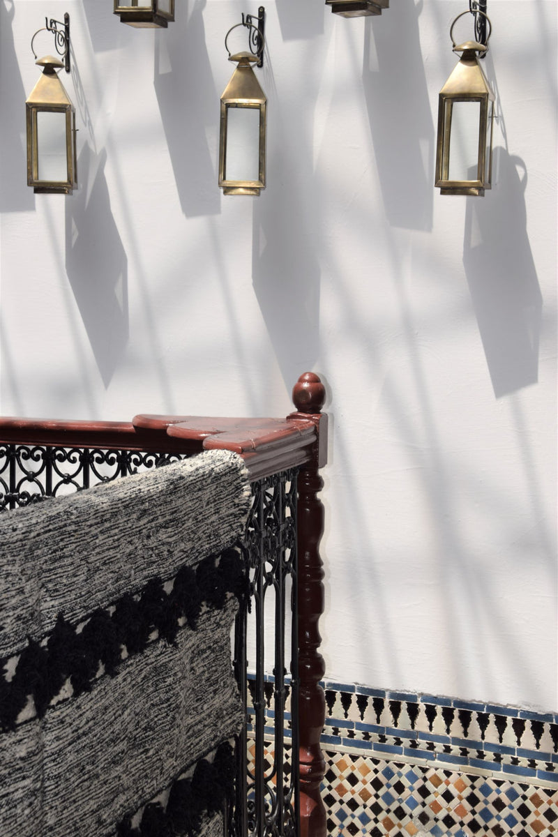 Zanafi Rug in Grey with unique Black accents
