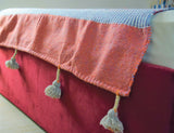 Orange with Blue, Grey Purple and Gold Bands Embroidered Cotton Blanket