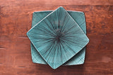 A set of two Green & Black Square Plates - Safi