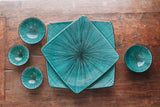 A set of two Green & Black Square Plates - Safi