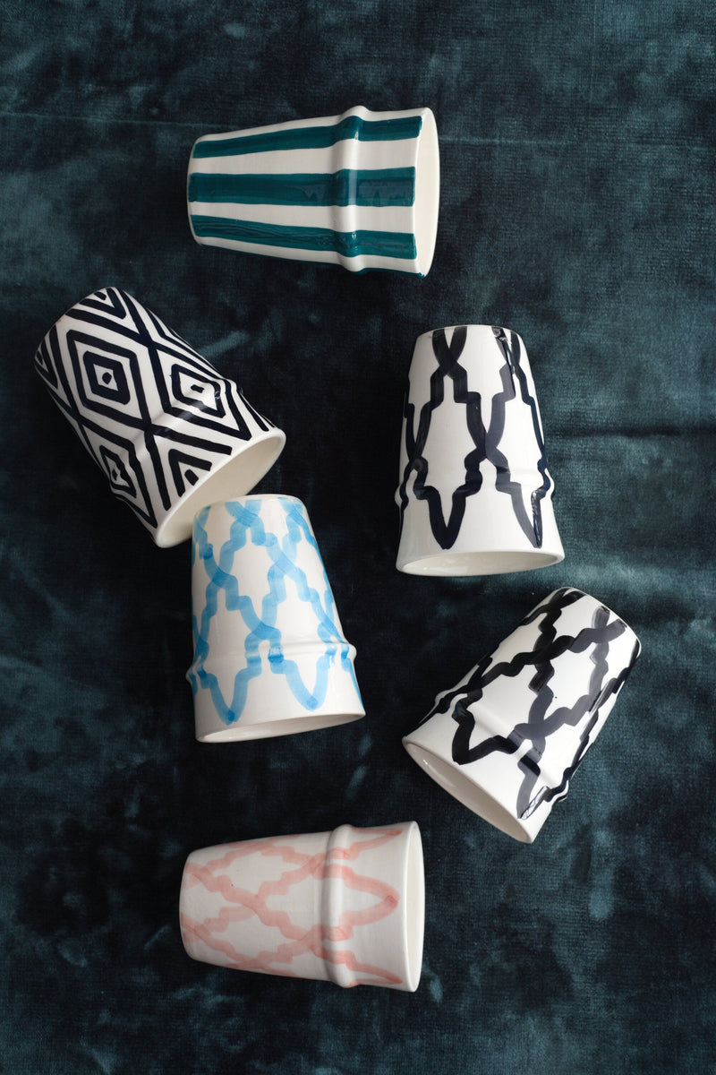 A set of six multi-coloured Beldi Cups