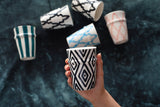 A set of six multi-coloured Beldi Cups