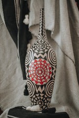Black, White and Red Naive Art Vase