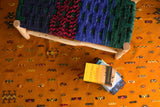 Orange Taznakht Rug with Blue Amazigh Symbols