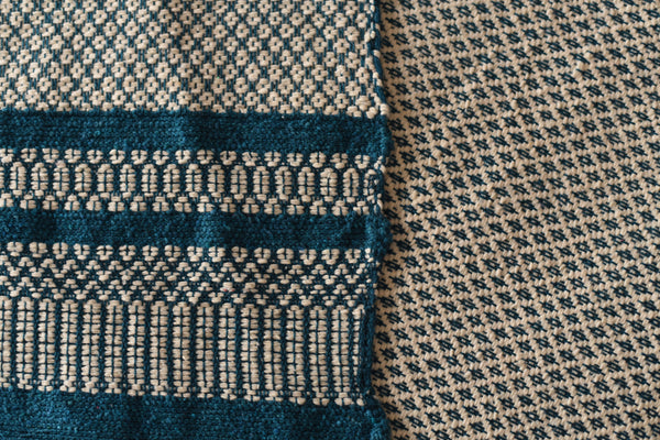 Teal and White Cotton Blanket
