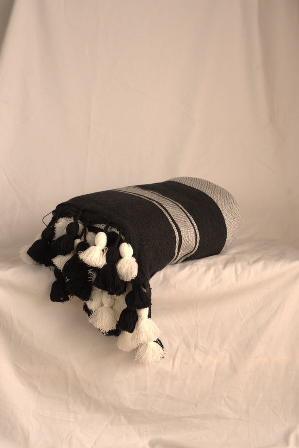 Grey and White with Black Cotton Blanket