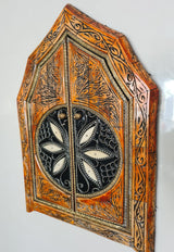 Beautiful Henna, Bone, and Brass Mirror