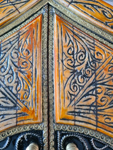 Beautiful Henna, Bone, and Brass Mirror